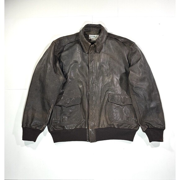 Vintage LL Bean A-2 Flying Tigers Leather Flight Bomber Jacket Mens Size 50T USA